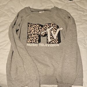 MTV Gray Leopard Print Sweatshirt